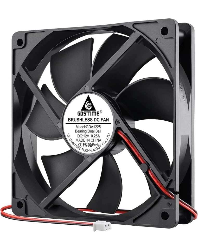 GDSTIME Dual Ball Bearings 120mm x 120mm x 25mm 5 inch 12v Brushless DC Cooling  - Image 1 of 4