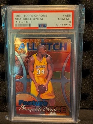 1999 TOPPS CHROME ALL-ETCH #AE5 SHAQUILLE O'NEAL PSA 10 - Imagem 1 de 2