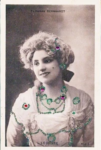 c.1915 Sarah Bernhardt Actress, Glitter Postcard; Addressed but not sent, Exc. - Picture 1 of 2