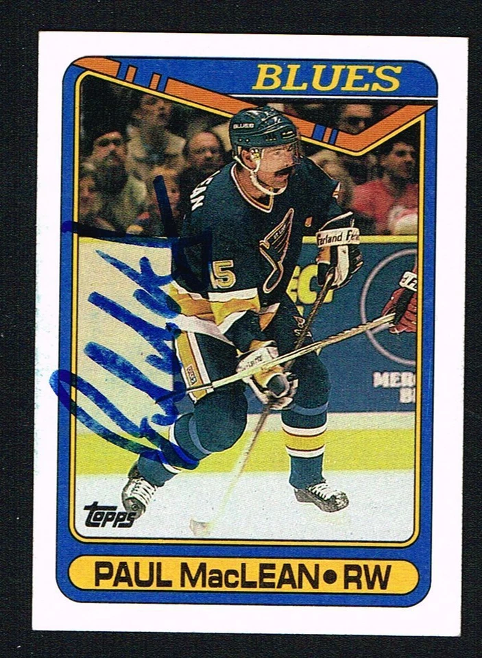 Tarjeta coleccionable de hockey Topps 1990-91 autografiada firmada por Paul MacLean #110 Foto 1 de 1