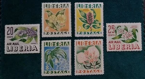 LIBERIA Floral Flower Stamps x6 MH. - Picture 1 of 1
