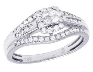 Ladies 10K White Gold Genuine Princess Round Diamond Engagement Ring 1/2 Ct - Picture 1 of 5