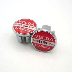 Vintage Style, Velda Lano Flandria Team, Chrome Racing Bar Plugs, Caps, Repro - Picture 1 of 3