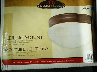 Design House 517334 天花板安装 Alabaster玻璃青铜饰面 — 第 1/3 张图片