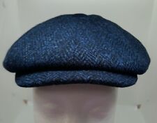 New FailSworth Blue Harn's Tweed Flat Top Cap Blue Sz 6 3/4 55cm