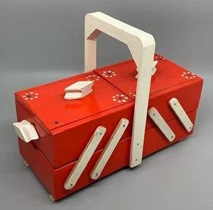 Piccola scatola da cucito vintage DDR - legno - con 2 forbici e bottoni - Foto 1 di 11