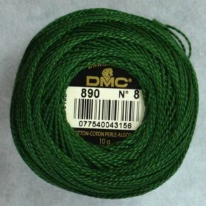 DMC Perle (Pearl) No.8 Cotton 10g Ball 80m Colour 890 VERY DARK PISTACHIO GREEN - Imagen 1 de 1