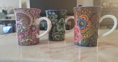 "Juego de 3 pares de tazas de café altas Vera Bradley de 4,75"" azul rapsodia" Foto 1 de 4