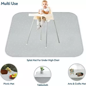2 Pack Baby Splat Mat High Chair Mat Anti Slip Waterproof Splash Mat 42x42" Gray - Picture 1 of 7