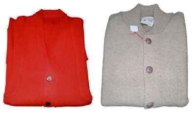 Hombre Cardigan Lana Rojo Beis Vintage Con Sin Bolsillos M- L 4 Modelos Real Vtg - Imagen 1 de 4