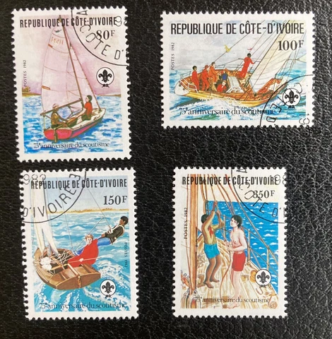 Ivory Coast: Boy Scouts, SC # 631-634, complete set of 4. lot #B01-021904 Cover