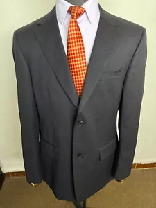 Vintage Herren Blazer gestreift klassisch 100 % Wolle schwarz Sport Mantel 2 Knöpfe 40R US - Bild 1 von 17