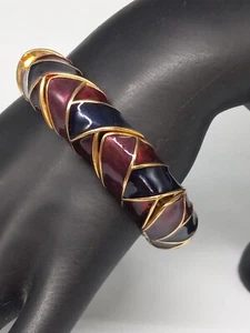 Joan Rivers Armband goldfarben blau rot lila Emaille geometrische Platten Designs - Bild 1 von 8