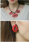 Yves Saint Laurent Ysl Painted Metal Poppy Flower Necklace, And Clip-on Earrings