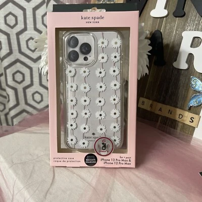 Kate Spade Protective Case for iPhone 13 Pro Max White Floral/Clear/Gold Dots - Image 1 of 4