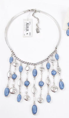Kenneth Cole New York Blue Stone Drop Bib Necklace Moonstone Eclipse $85 NWT - Image 1 of 2