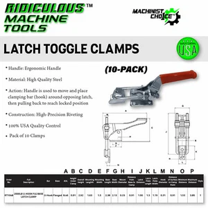 2000LB Carbon Steel U-Hook Flange Base Latch Clamp 10 Pack: Heavy-Duty - Picture 1 of 7