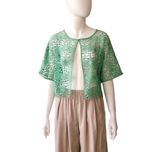 PENNY BLACK MAX MARA BLAZER JACKET M F40 D38 USA8 UK12 CROCHET LACE GUIPURE SNAP - Picture 1 of 8