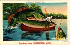 MN, Minnesota  NORTHOME Greetings FISHING EXAGGERATION  Koochiching Co  Postcard