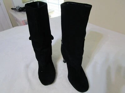 Botas de terciopelo negras Tahari para mujer talla 7M Harper cuero de media pantorrilla Foto 1 de 4