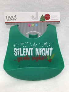 Christmas Silicone Scoop Infant Baby Toddler Bib Bibs, Silent Night Yeah Right - Imagen 1 de 8