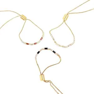 Woman Adjustable CZ Tennis Part Baguette Box Bracelet 18K Gold Filled Bracelet - Picture 1 of 5