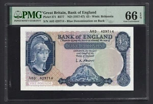 Great Britain 5 Pounds (ND 1957-67) P371 Uncirculated Grade 66 - Picture 1 of 2