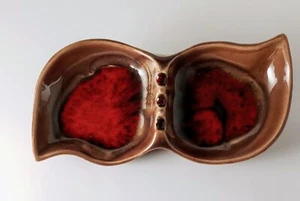 VTG 1960's Red Wing Pottery Divided Leaf Glossy Ashtray #860 RARE USA - Picture 1 of 4