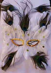 🎉Mysterious Masquerade Ball Mardi Gras Mask Beautiful Sequins & Feathers B - Picture 1 of 4