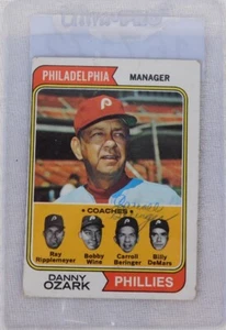 1974 Danny Ozark Philadelphia Phillies Carroll Beringer Autograph Baseball Card - Picture 1 of 4
