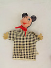 Tissu vintage Gund avec tête en vinyle marionnette à main Mickey Mouse.