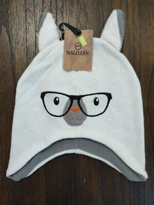 NWT MAGELLAN Llama Peruvian Unisex Outerwear White Gray Youth Kids Beanie - Picture 1 of 7