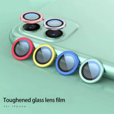 Metal Ring Tempered Glass Full Cover Camera Lens Protector For iPhone 17 16e 15 - Image 1 of 4