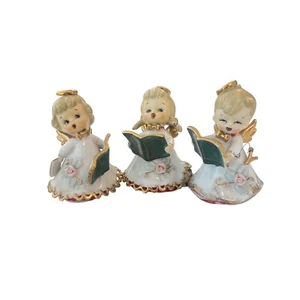 3 statuine campanella angelo coro cattivo Natale vintage LEFTON esclusive anni 40 - Foto 1 di 15