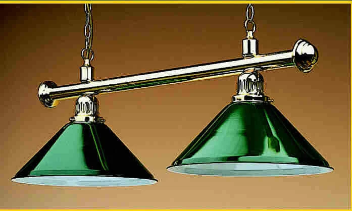 Pool Snooker Table Light Brass 2-Shade Island Lighting Rosetta - Image 1 of 1