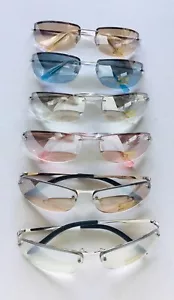 One SUNGLASSES UV400 100%UV Block Silver Metal Frame+Lens Different Color (M30) - Picture 1 of 12