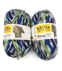Regia Yarn Wool 2 Skeins New Blue Green Ombré - Picture 1 of 6