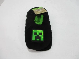 Minecraft Slipper Socks Boys Large 3-10 Black Creeper Slip On Ankle New - Picture 1 of 10