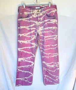 True Religion x Everyone Elijah Popo OOAK Bleach Dyed washed Pink Denim Jeans 34 - Picture 1 of 9