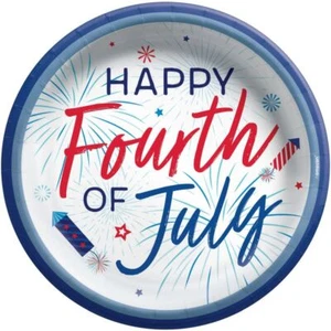 Patriotic Celebration Happy Fourth of July 10 Inch Plates Paper 20 Per Pack - Picture 1 of 1