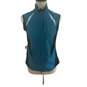 Brooks Women's Running Vest MED Blue Zip Up Reflective Tech Zip - Picture 1 of 15
