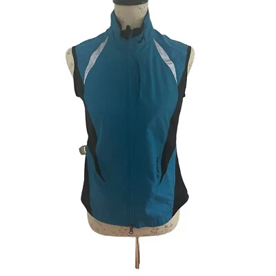 Brooks Women's Running Vest MED Blue  Zip Up Reflective Tech Zip - Image 1 of 4