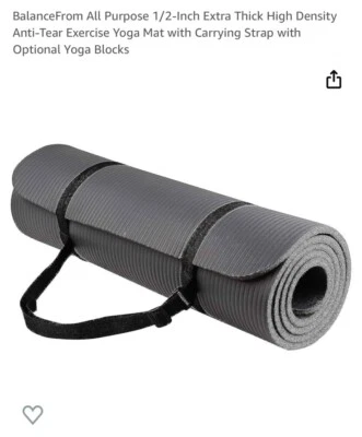 BalanceFrom Exercise Non Slip Mat Extra Thick With Carry Strap - Black 71” X 24” - Image 1 of 4