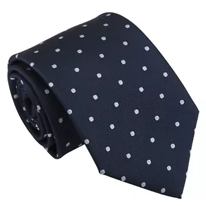 Navy Blue Mens Tie Polka Dot Modern Style Classic Casual Formal Neck Tie by DQT - Picture 1 of 3