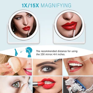 15X Magnifying Makeup Mirror for Desk Double Sided 1X/15X Desk Mirror,Portabl... - Picture 1 of 12