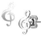 NEW & SEALED - Silver Musical Clef Note Stud Pair Earrings