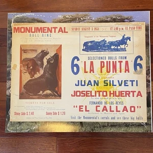 Vintage 50er SILVETI HUERTA "el Callao" Juarez Mexico Stierkampf Poster 1958 - Bild 1 von 5