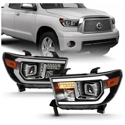 Conjunto de faróis Anzo para Toyota Tundra 2007-14 2008-16 Sequoia LED esquerdo e direito - Imagem 1 de 4