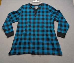 Denim & Co. Buffalo karierte Langarm-Tunika mit Knopfleiste und Rundhalsausschnitt Größe XL - Bild 1 von 4