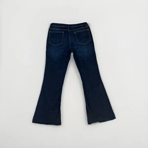 Vigoss Women Marley Flare Jeans Size 32W 29L Dark Wash Raw Hem Stretch Mid Rise - Picture 1 of 10